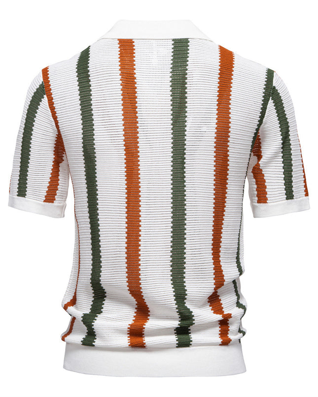 Breathable Hollow Men's Short-sleeved Polo Shirt Sweater