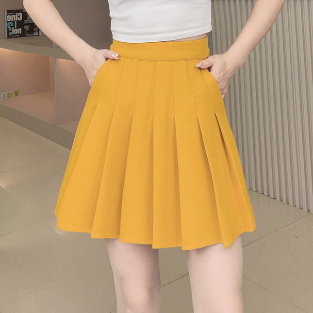 Women's High Waist Elastic Plump Girls Slimming A- Line Versatile Skirt