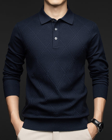 Lapel New Middle-aged People's Long Sleeve Business Casual Dad Wear Bottoming Sweater Men