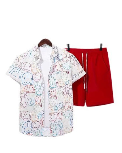 Printed Short-sleeved Shirt Beach Pants Suit