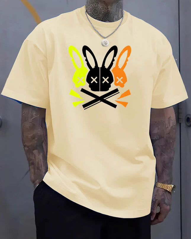 Fashion Unique Rabbit Skull Printed Men's T-shirt