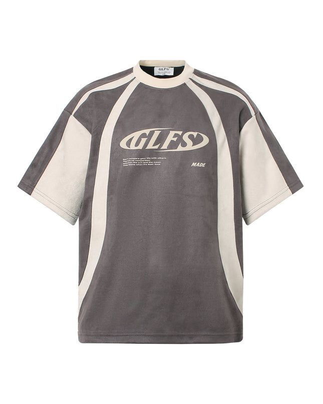 Summer Letters High-grade Design Men's Loose Deconstructed Suede Short-sleeved T-shirt