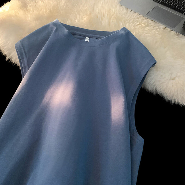 Men's Loose Pullover Solid Color Tank Top Sleeveless T-shirt