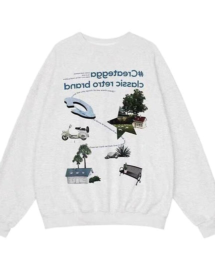 High Street American Retro Printed Sweater