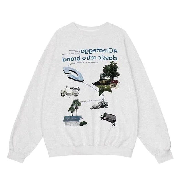High Street American Retro Printed Sweater