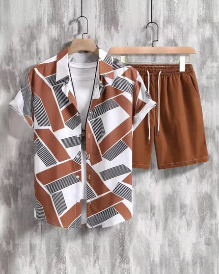 Printed Short-sleeved Shirt Beach Pants Suit