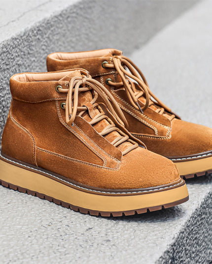 Genuine Leather Casual Platform Worker Boot British Retro Ankle Boots