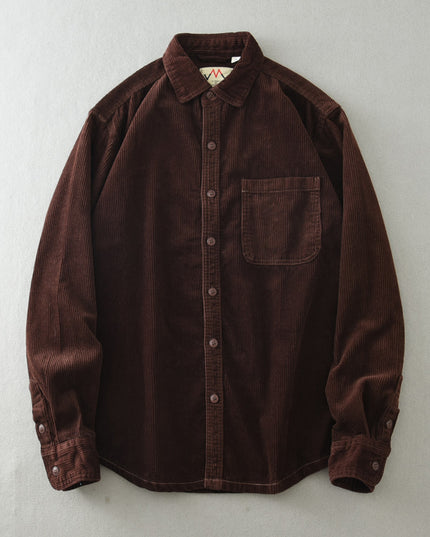Men's Retro Loose Corduroy Long Sleeve Casual Cotton Shirt
