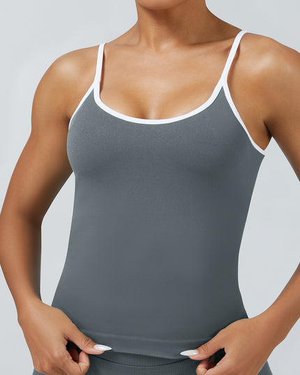 Women's Tight Contrast Color Sports Vest Backless Workout Clothes