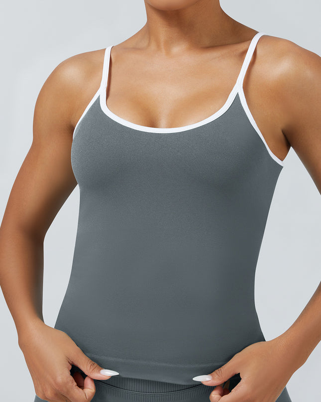 Women's Tight Contrast Color Sports Vest Backless Workout Clothes