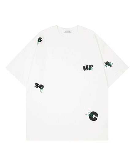 Men's Cotton Embroidery Simple Loose Leisure Pullover Short Sleeve Ins