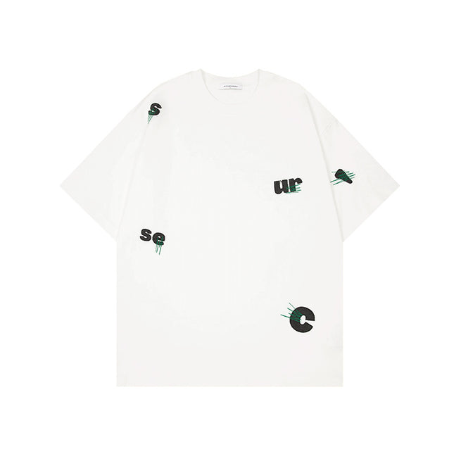 Men's Cotton Embroidery Simple Loose Leisure Pullover Short Sleeve Ins