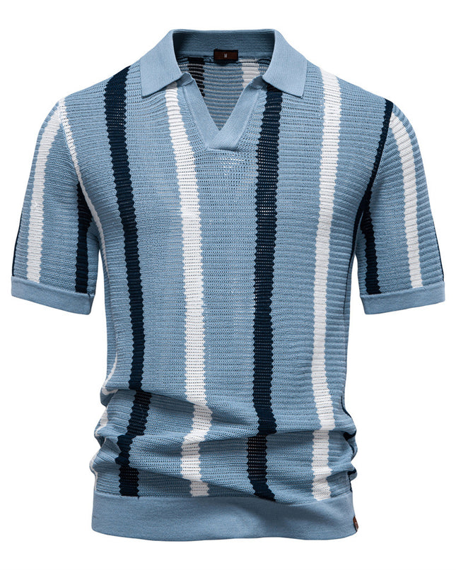 Breathable Hollow Men's Short-sleeved Polo Shirt Sweater