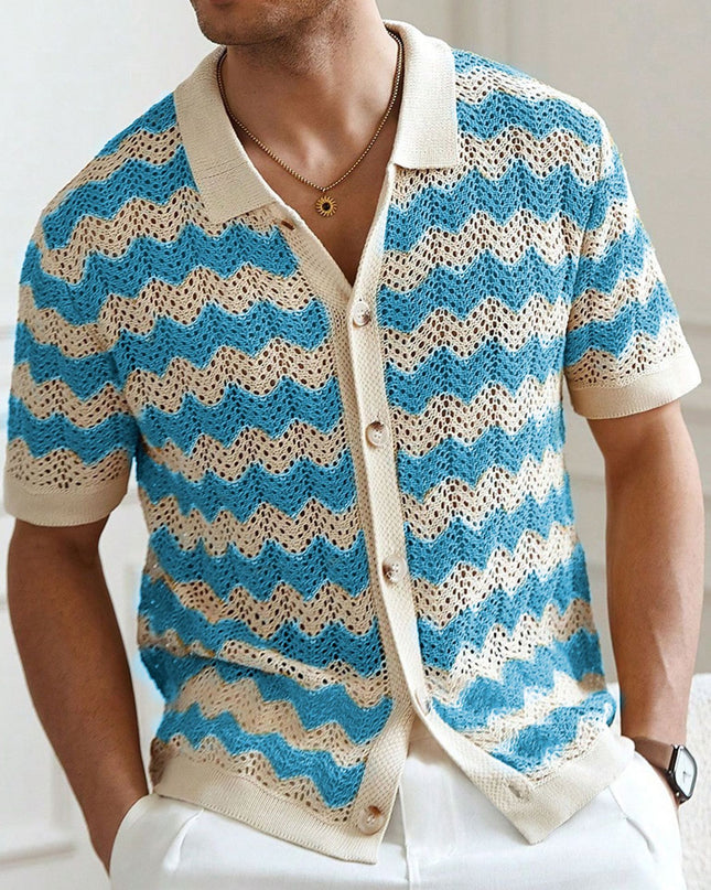 American-style Hollow Jacquard Corrugated Sweater