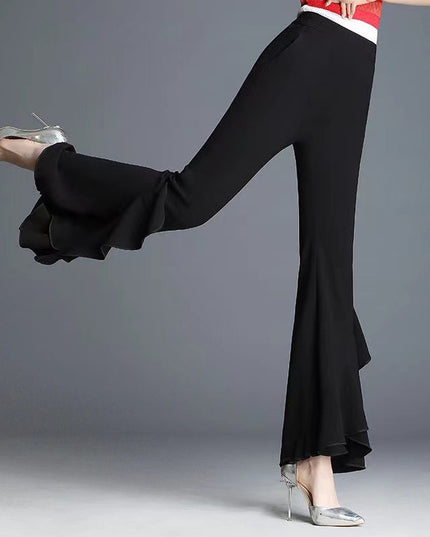 Spring And Summer New High Waist Black Bell-bottoms