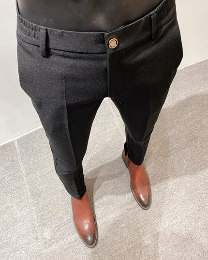 Men's Fashion Handsome Lightly Mature Simple Slim Fit Casual Ankle Banded Pants