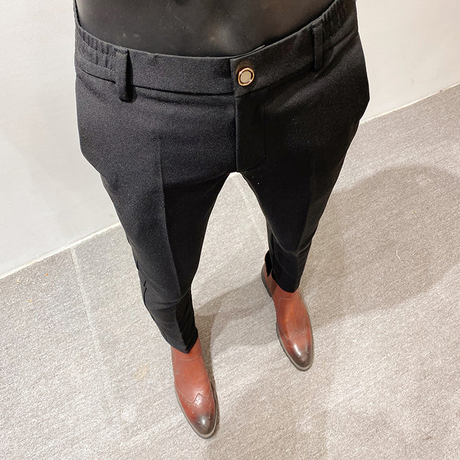 Men's Fashion Handsome Lightly Mature Simple Slim Fit Casual Ankle Banded Pants
