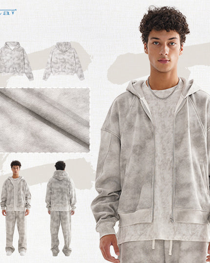 Men's Heavy Distressed Cardigan Zipper Sweater