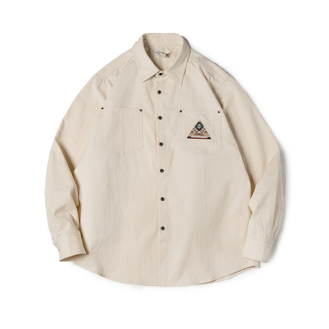 Men's Retro Indian Totem Creamy-white Long-sleeved Shirt