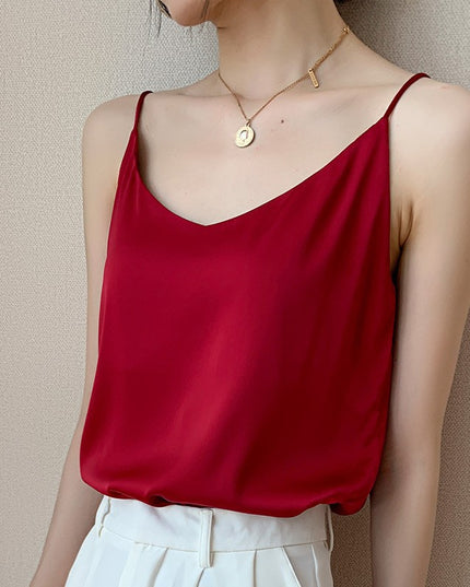 New Satin Pure Color All-matching Vest