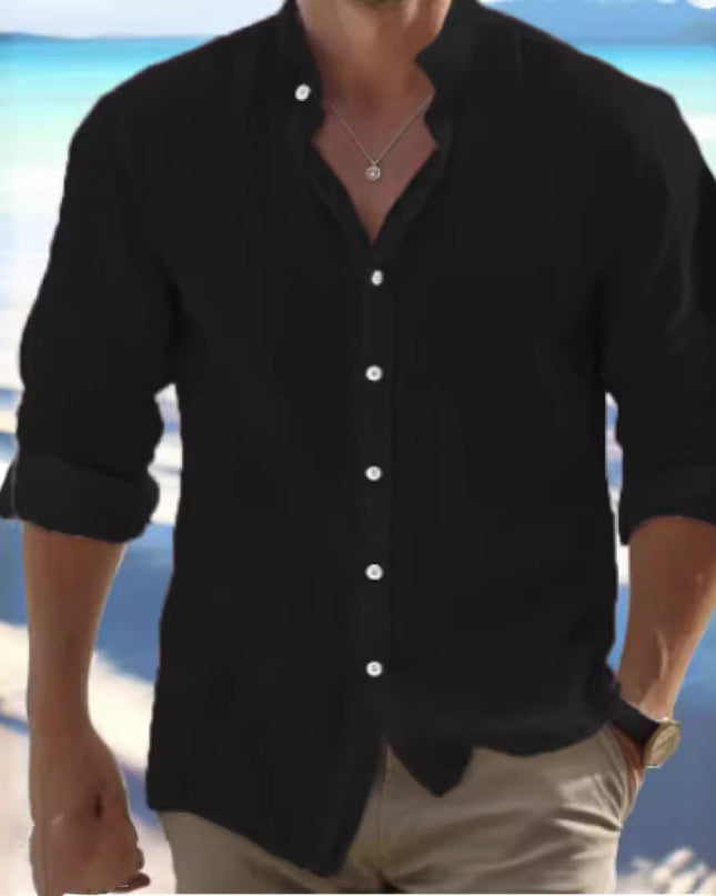 Men's Linen Button Summer Beach Shirt