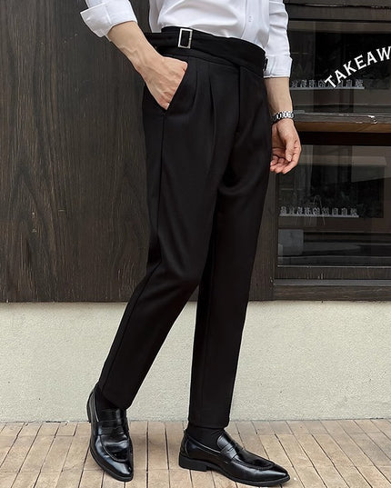 High-rise Thick Dark Striped High Waist Casual Pants