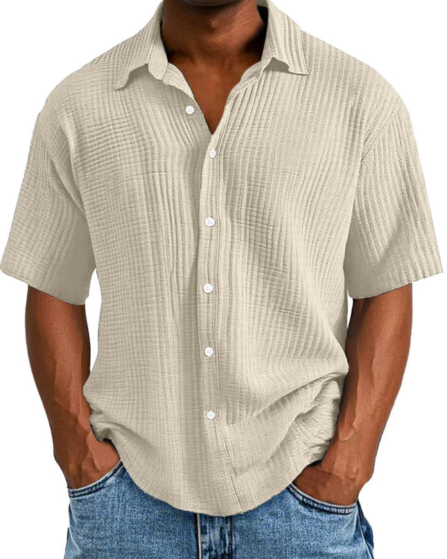 Spring And Summer Men's Short-sleeve Lapel Shirt Double Layer Champray
