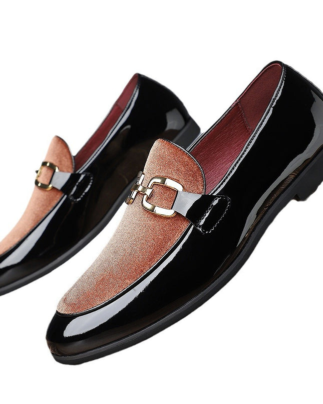 Men's Glossy Pointed British Style Frosted Suede Business Casual Leather Shoes