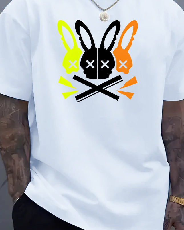 Fashion Unique Rabbit Skull Printed Men's T-shirt