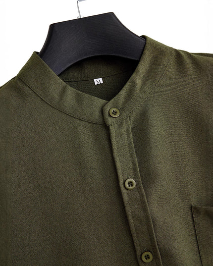 Men's Solid Color Casual Shirt With Pocket