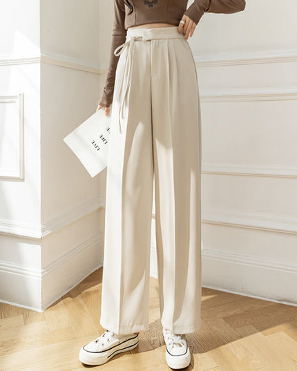 High Waist Drooping New Straight Lace-up Suit Pants For Women