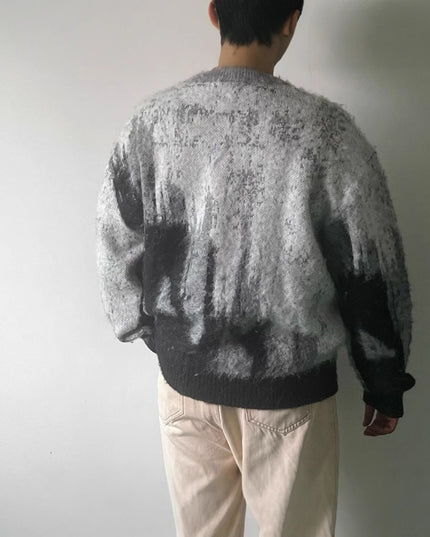 Mohair Soft Glutinous Color-block Crew Neck Knitted Sweater