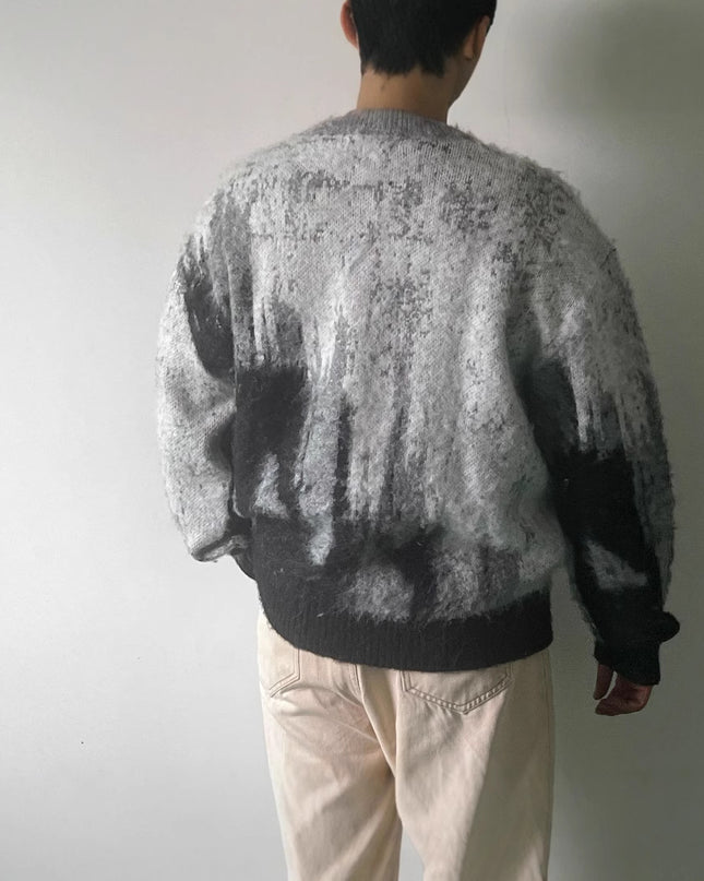 Mohair Soft Glutinous Color-block Crew Neck Knitted Sweater