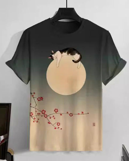 Men's Japanese Style Ukiyo-e Graphic 3D Printed Casual Short-sleeved T-shirt