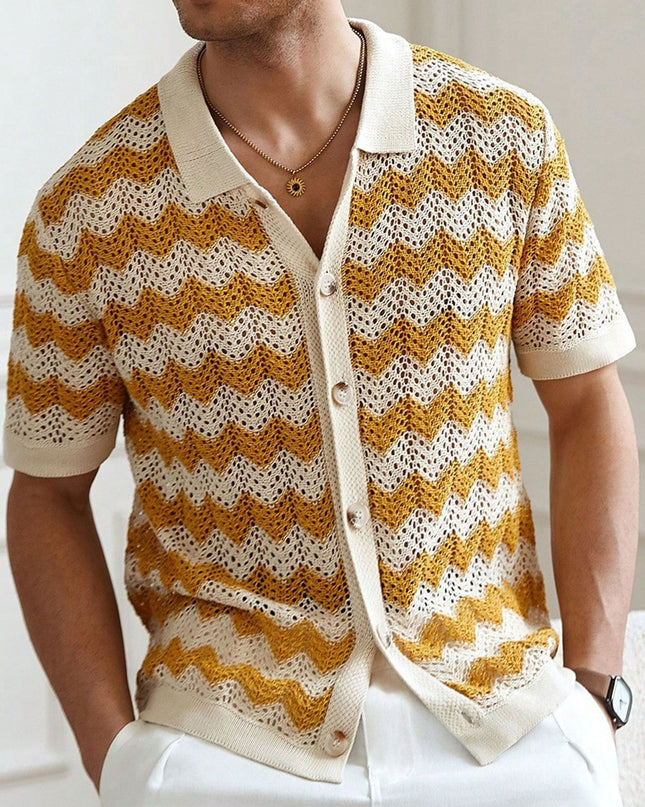 American-style Hollow Jacquard Corrugated Sweater