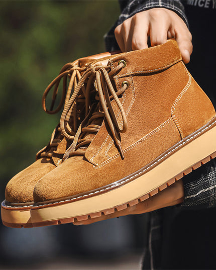 Genuine Leather Casual Platform Worker Boot British Retro Ankle Boots