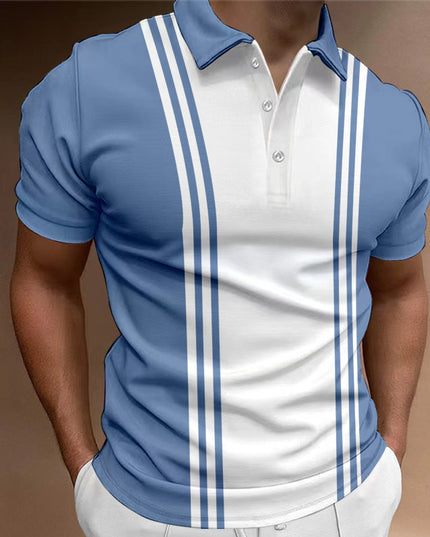 Casual 3 Button Printing Lapel Casual Men's T-shirt