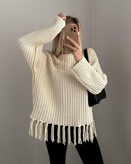 Casual All-match Solid Color Knitted Top For Women
