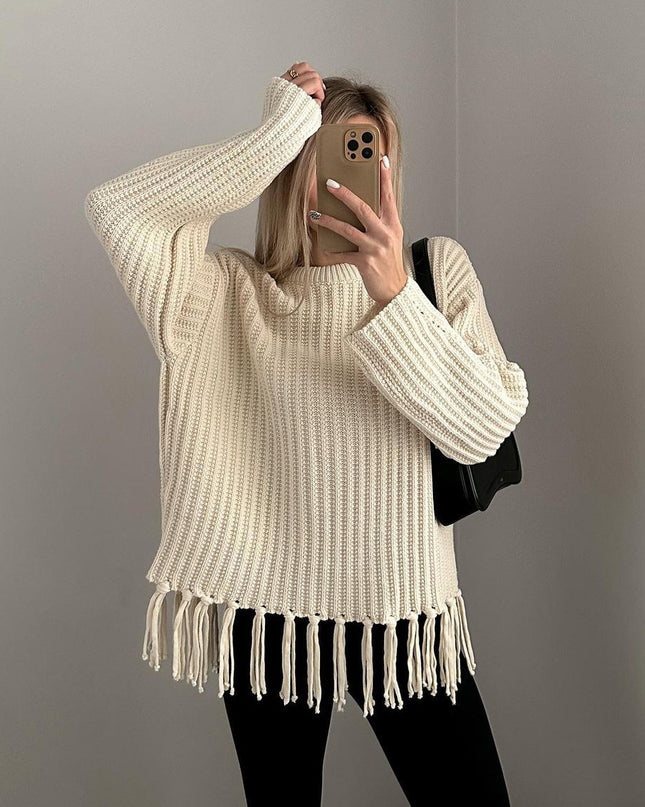 Casual All-match Solid Color Knitted Top For Women