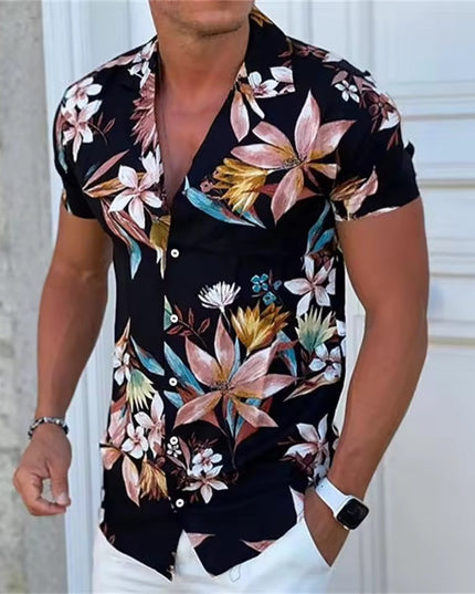 Men's Shirt Printed Beach Short Sleeve Top