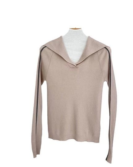 Wool Sweater Big Lapel Long Sleeve Top
