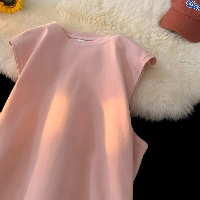 Men's Loose Pullover Solid Color Tank Top Sleeveless T-shirt