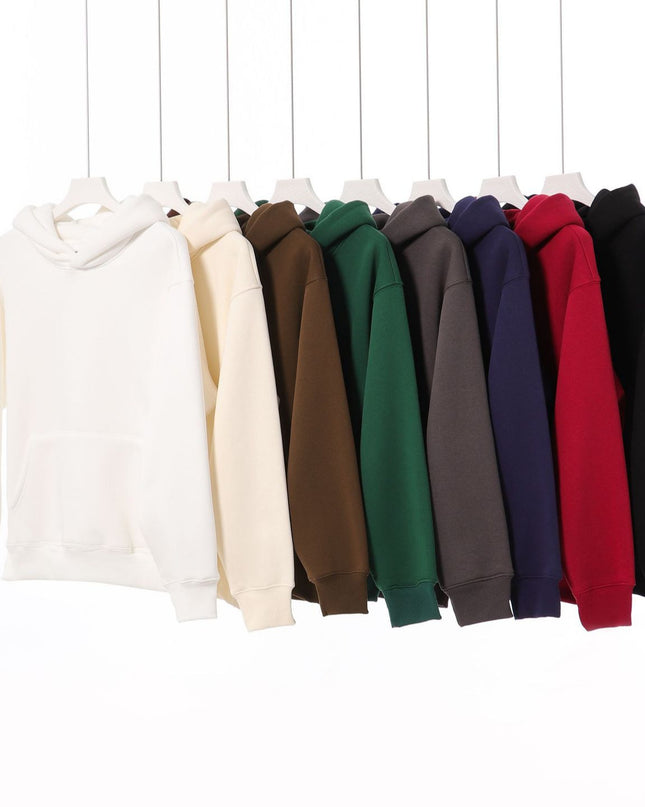Retro Heavy 480g Polar Fleece Hooded Pullover Men's Solid Color Simple Loose Fashion Brand Couple Sweater