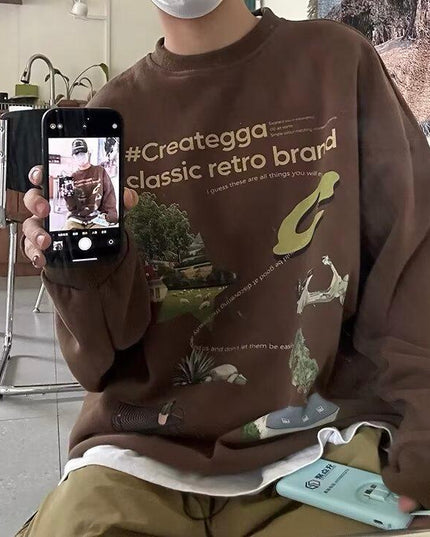 High Street American Retro Printed Sweater