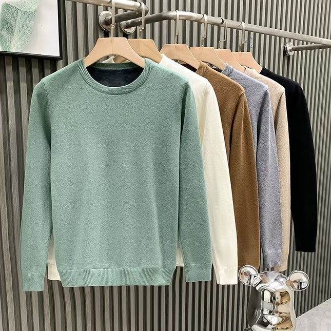 Round Neck Sweater Men's Solid Color Casual Bottoming Sweater
