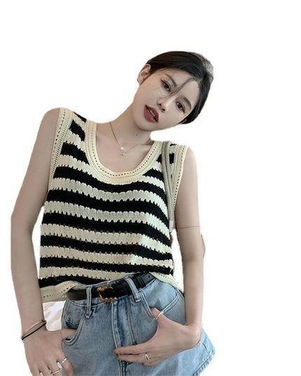 American Striped Knitted Camisole Vest