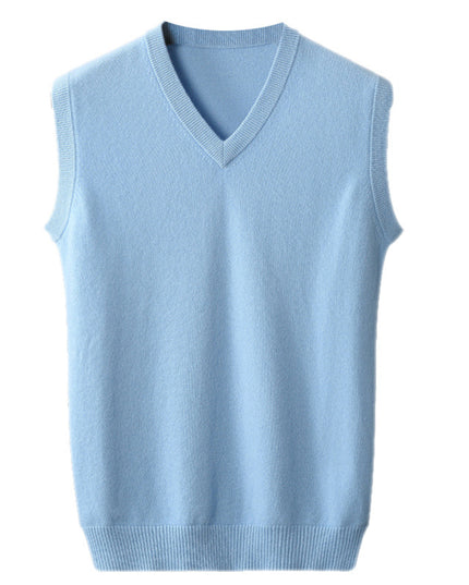 Men's V-neck Vest Middle-aged And Elderly Warm Sweater