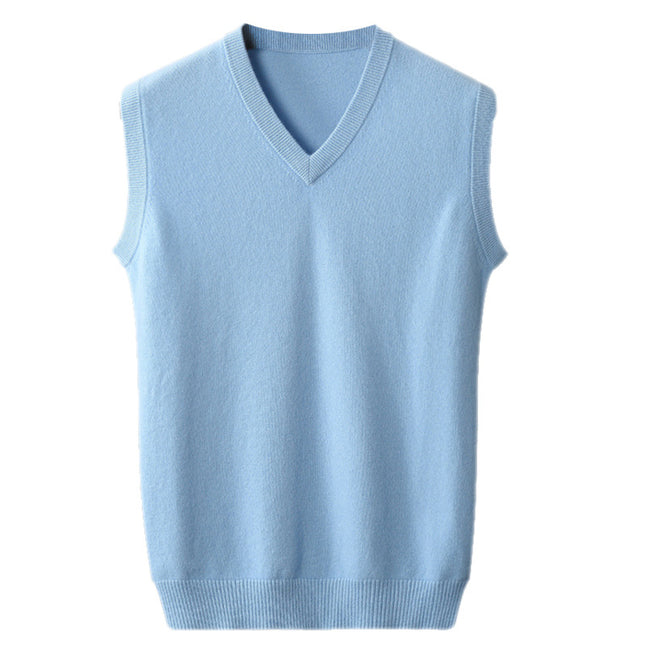 Men's V-neck Vest Middle-aged And Elderly Warm Sweater
