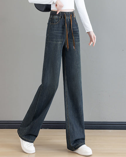 Loose Waist Trimming Lace-up Jeans For Women