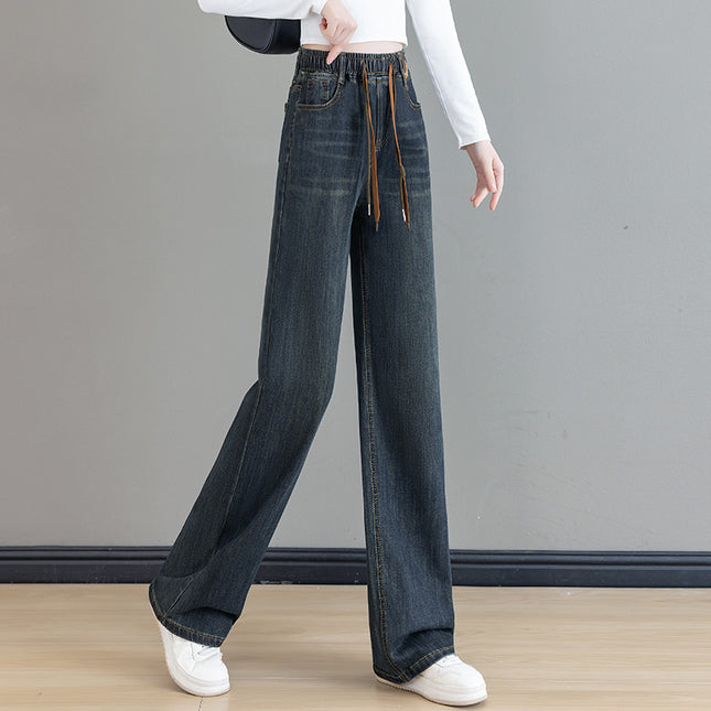 Loose Waist Trimming Lace-up Jeans For Women